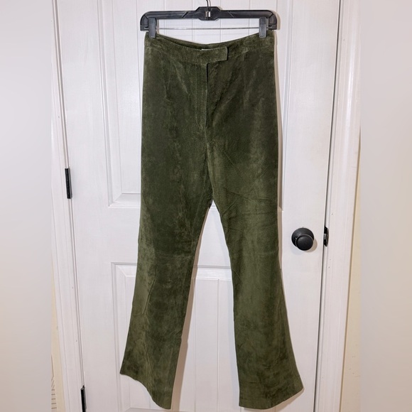 Lord & Taylor 100% Green Leather Pants - Picture 1 of 6